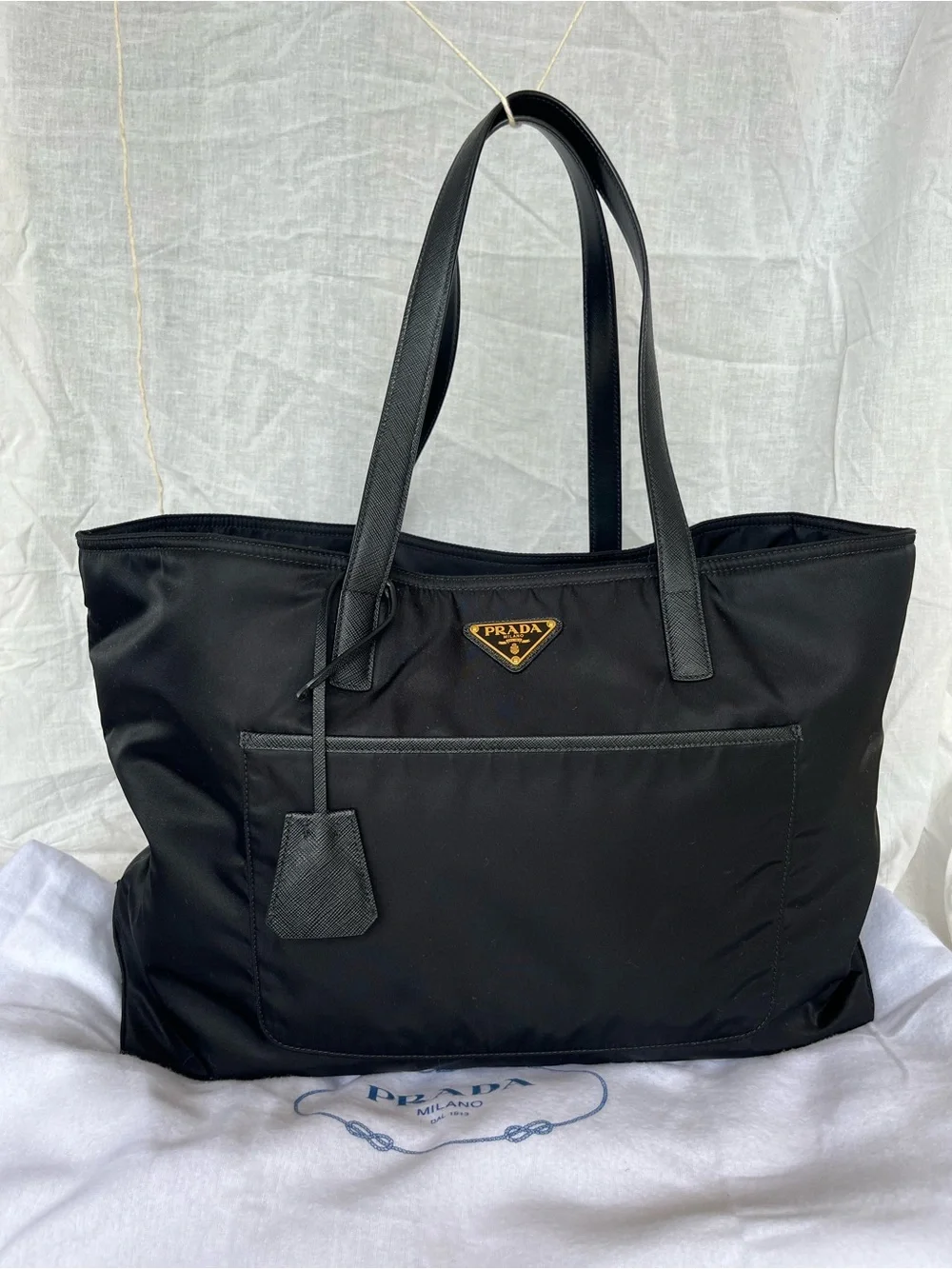 Prada Black 1978 Re-Edition Nylon Shopping Tote Bag - Prada